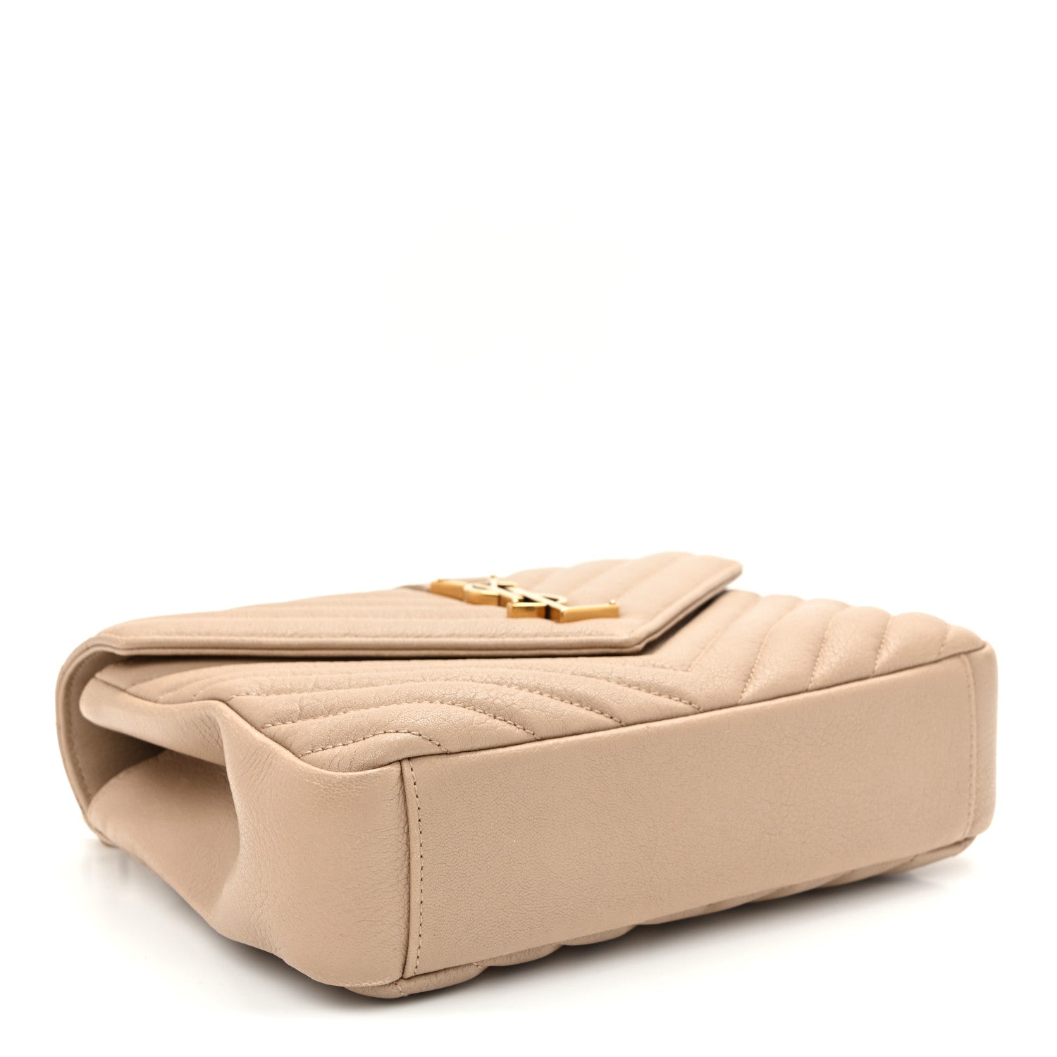 Saint Laurent Sheepskin Matelasse Chevron Monogram Medium College Bag Dark Beige 4 of 9
