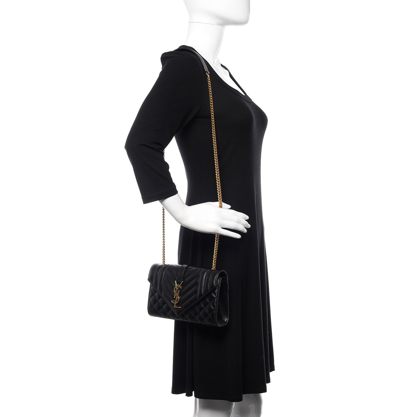 Grain De Poudre Textured Mixed Matelasse Triquilt Small Monogram Satchel Black