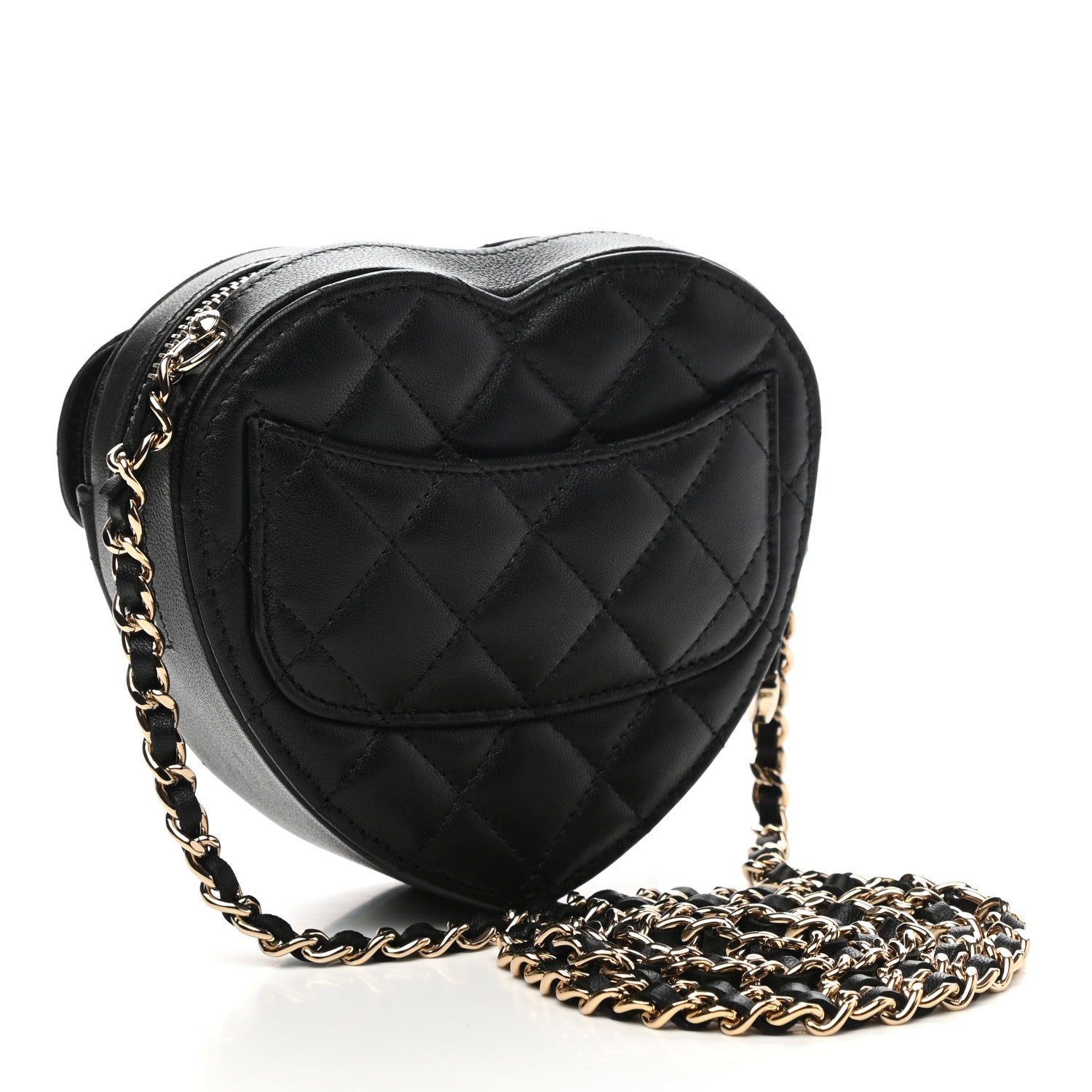 Chanel Lambskin Quilted CC In Love Heart Clutch With Chain Black 3 of 11