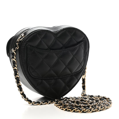 Chanel Lambskin Quilted CC In Love Heart Clutch With Chain Black 3 of 11