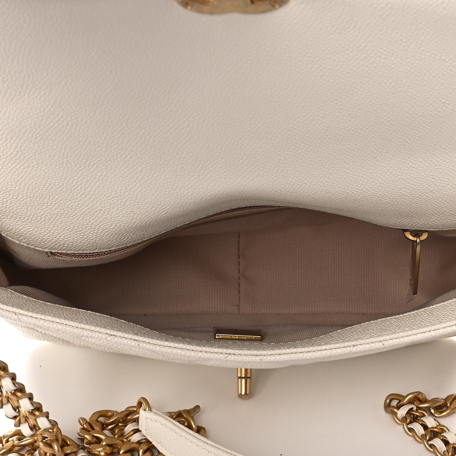 Chanel Shiny Caviar Quilted Small Chain Melody Flap White 5 of 12