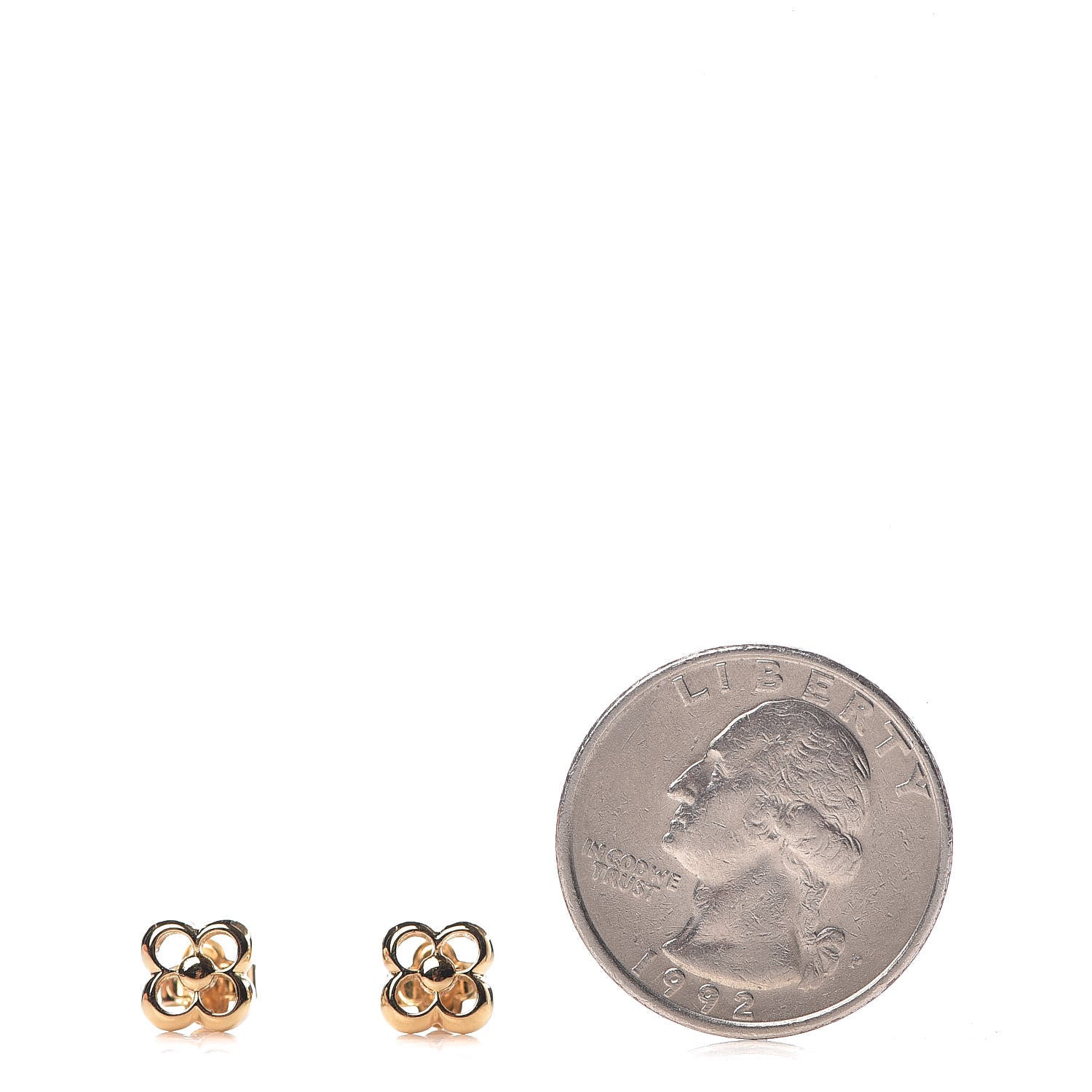 Louis Vuitton Brass Flower Full Stud Earrings Gold 2 of 4