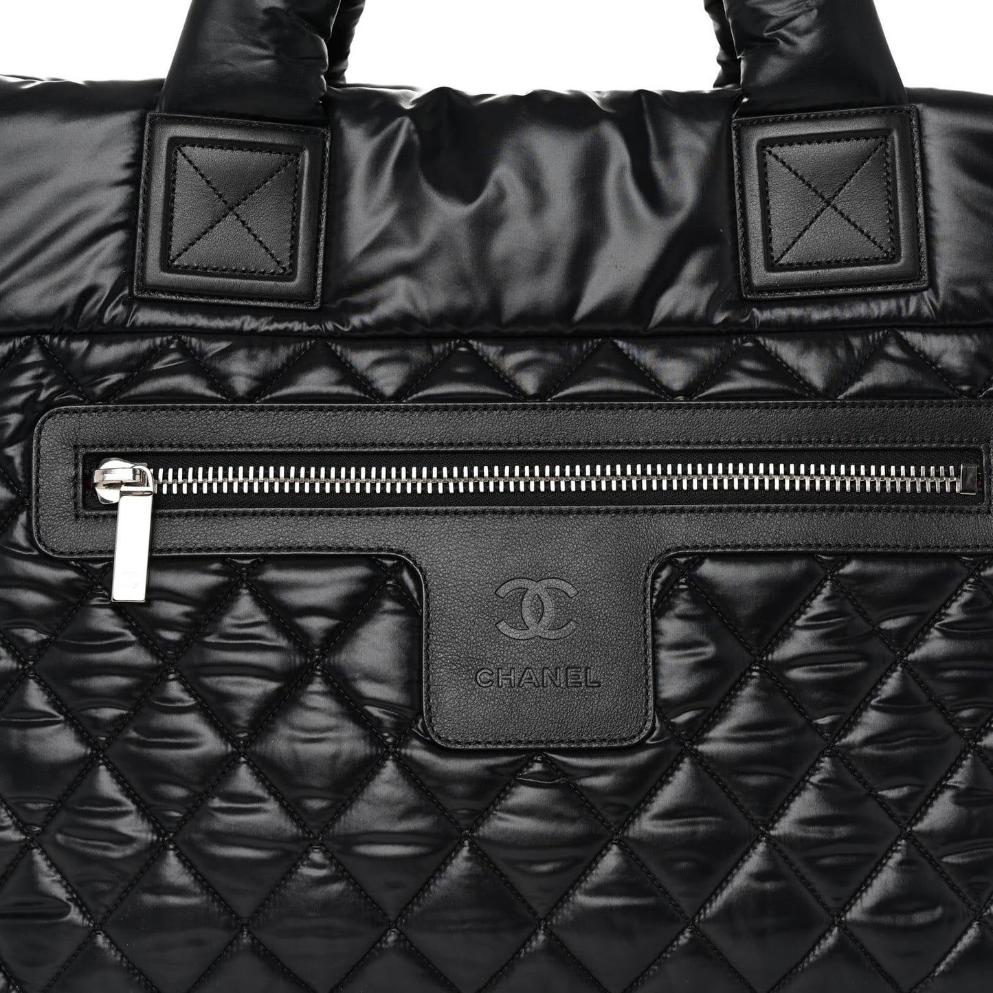 Nylon Quilted Large Coco Cocoon Tote Black