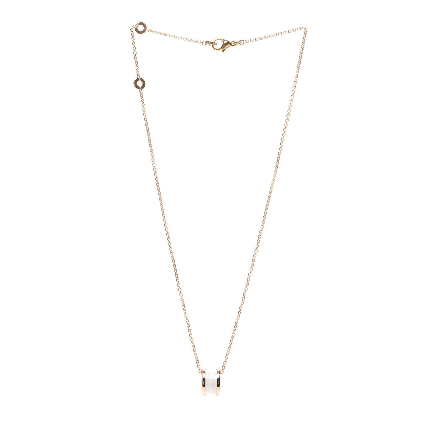 18K Rose Gold White Ceramic B.Zero1 Pendant Necklace