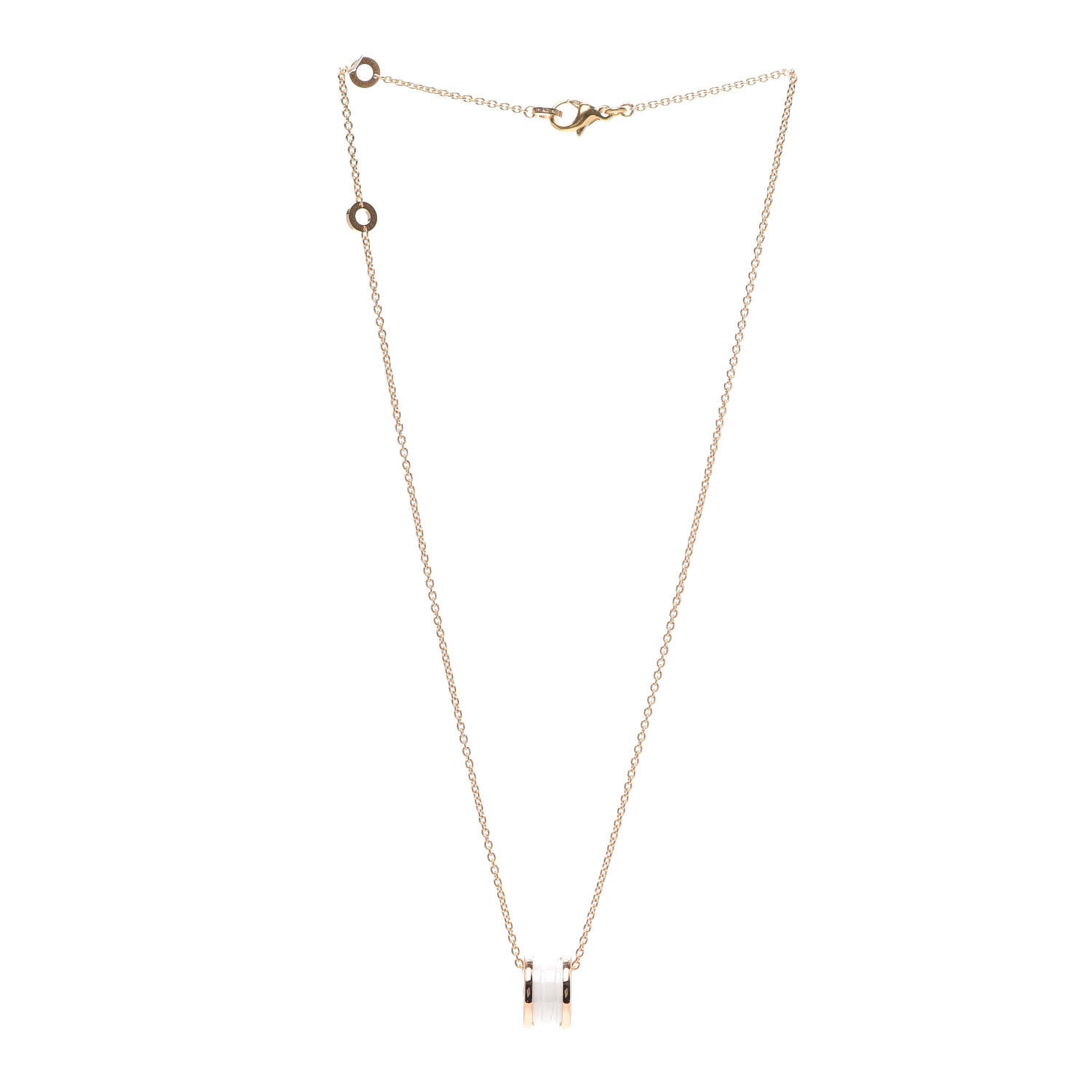Bulgari 18K Rose Gold White Ceramic B.Zero1 Pendant Necklace 3 of 6
