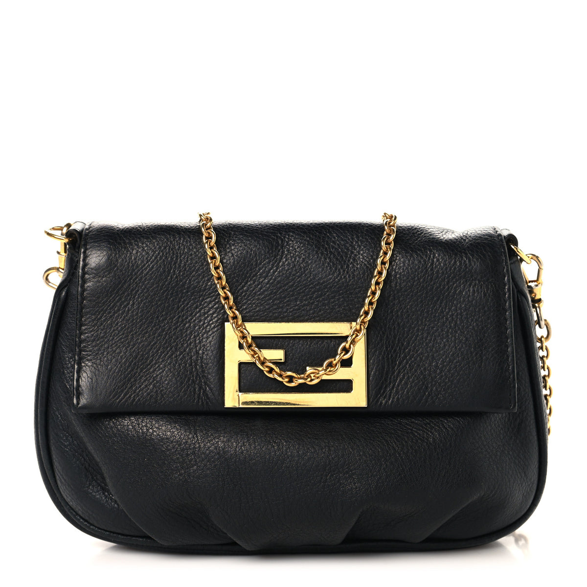 Vitello Flamingo Fendista Pouchette Crossbody Black