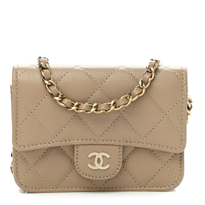 Chanel Caviar Quilted Mini Chain Bag Dark Beige 1 of 8