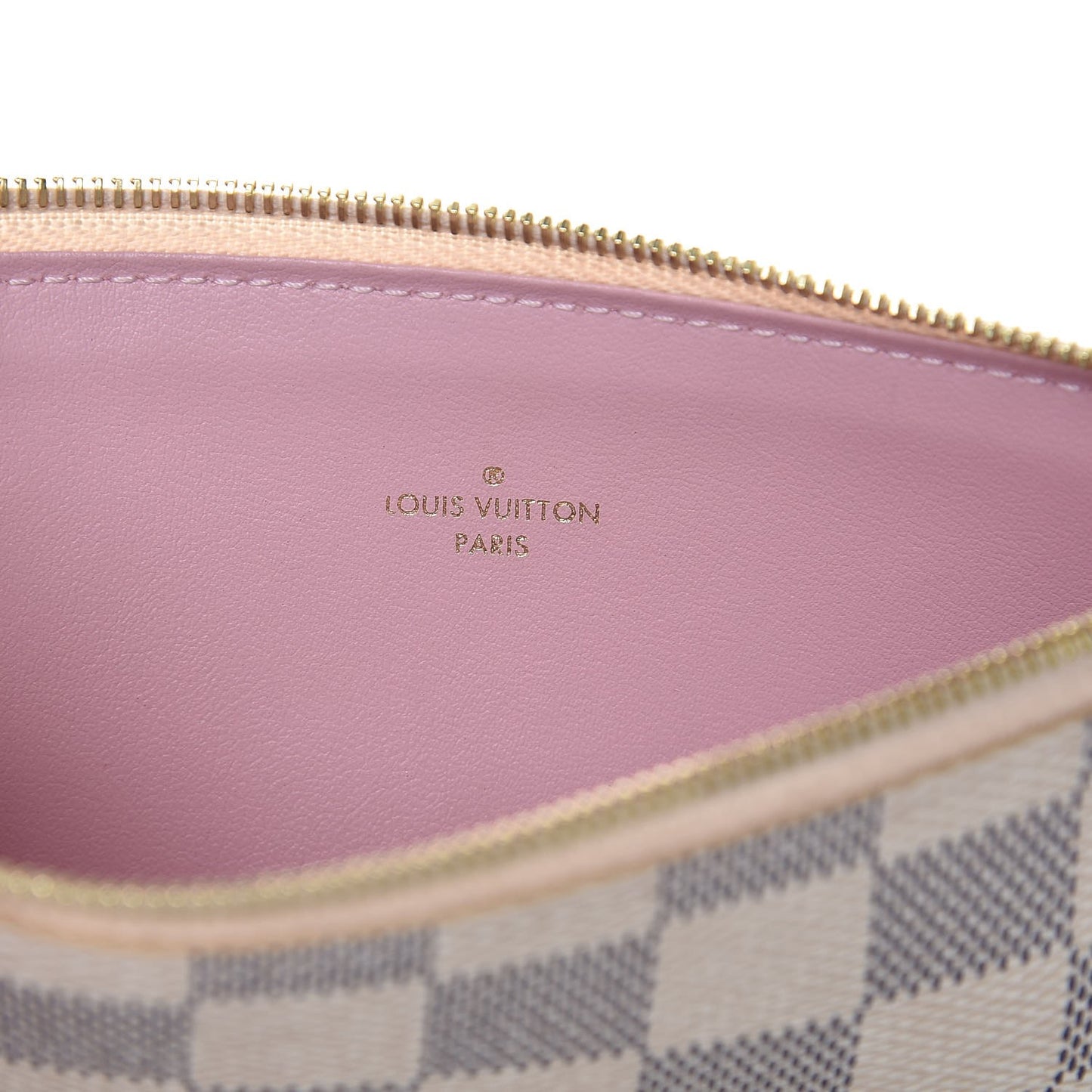 Damier Azur Felicie Chain Wallet Zippered Insert Rose Ballerine