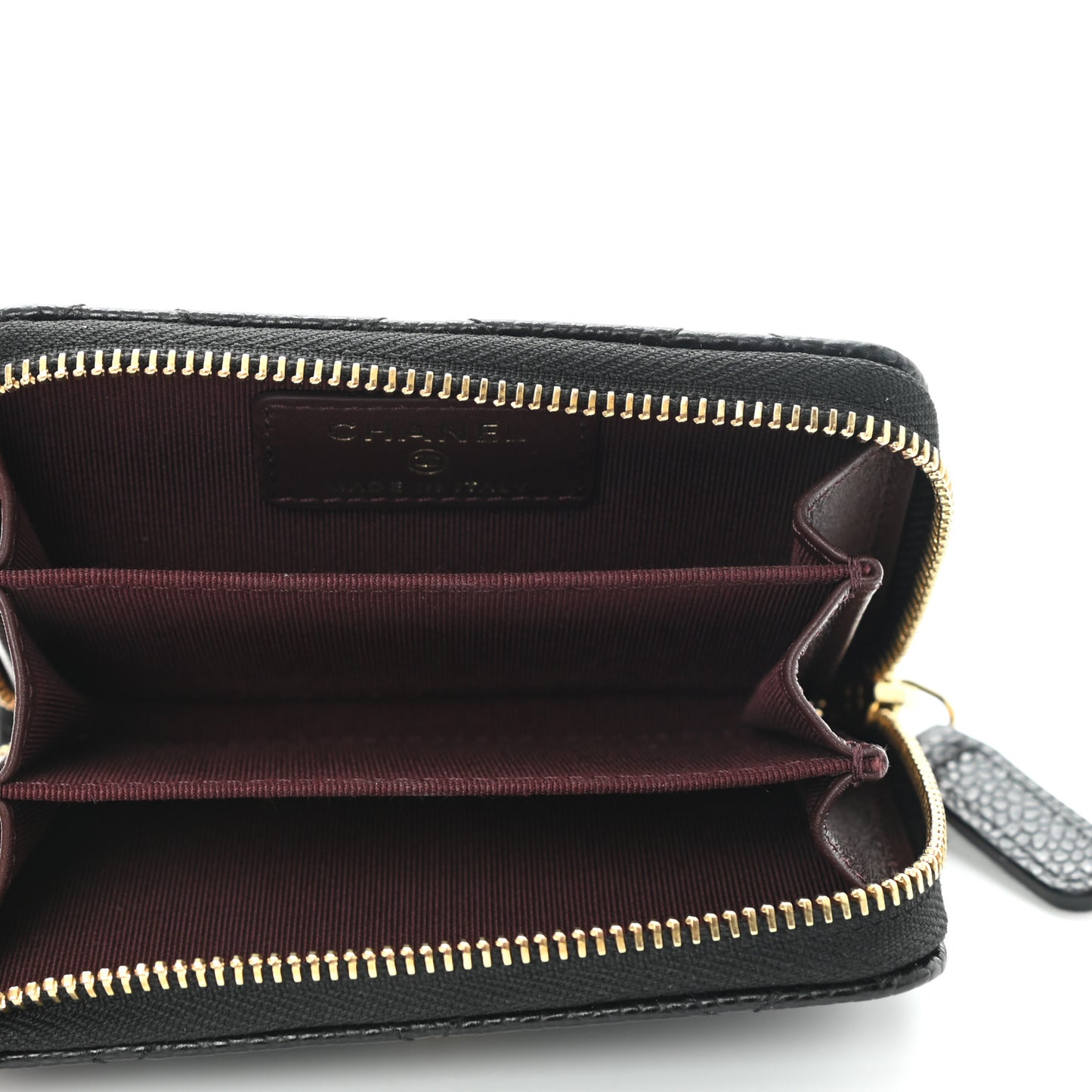 Caviar Quilted Zip Coin Purse Black