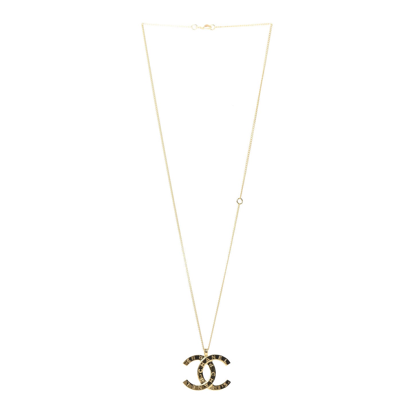 Metal CC Paris Button Necklace Gold