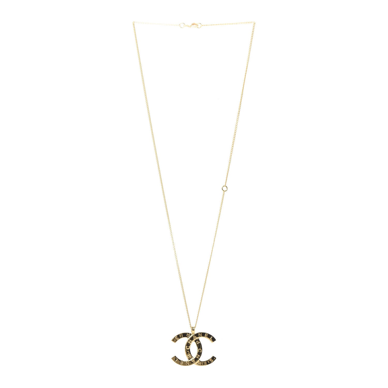 Chanel Metal CC Paris Button Necklace Gold 3 of 5