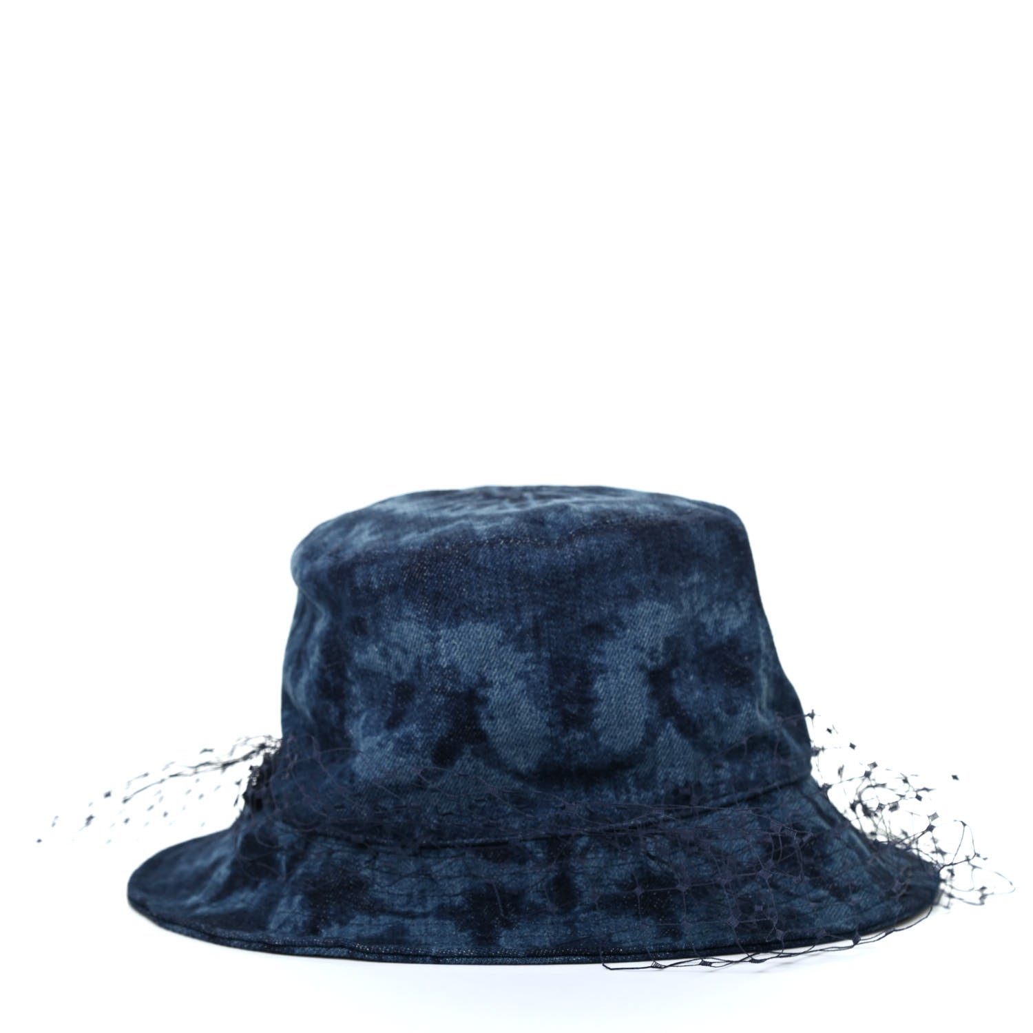 Christian Dior Cotton Small Kaleidoscopic Brim Bucket Hat with Veil 57 Blue 3 of 10