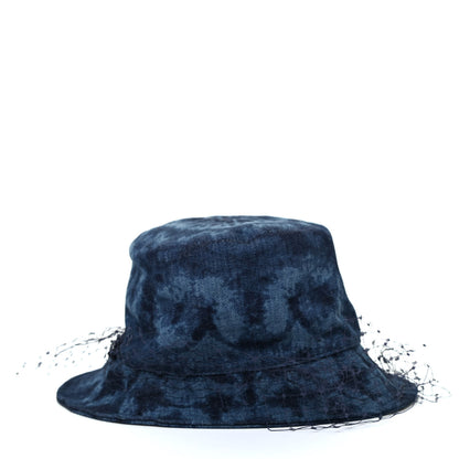 Christian Dior Cotton Small Kaleidoscopic Brim Bucket Hat with Veil 57 Blue 3 of 10