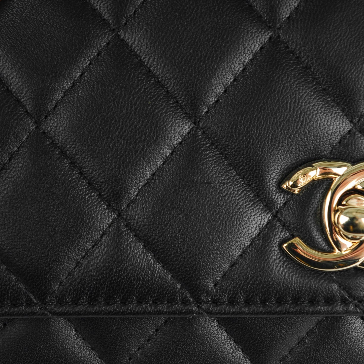 Lambskin Quilted Trendy CC Wallet On Chain WOC Black