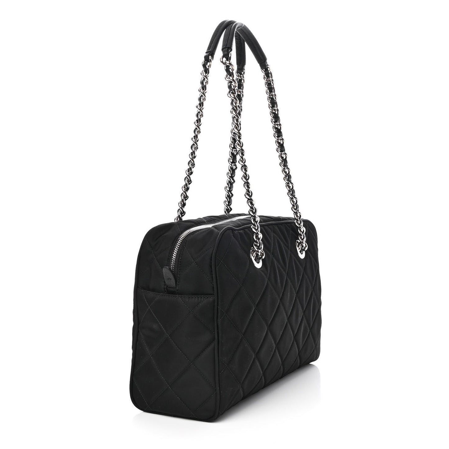 Nylon Tessuto Impuntu Quilted Shoulder Bag Black