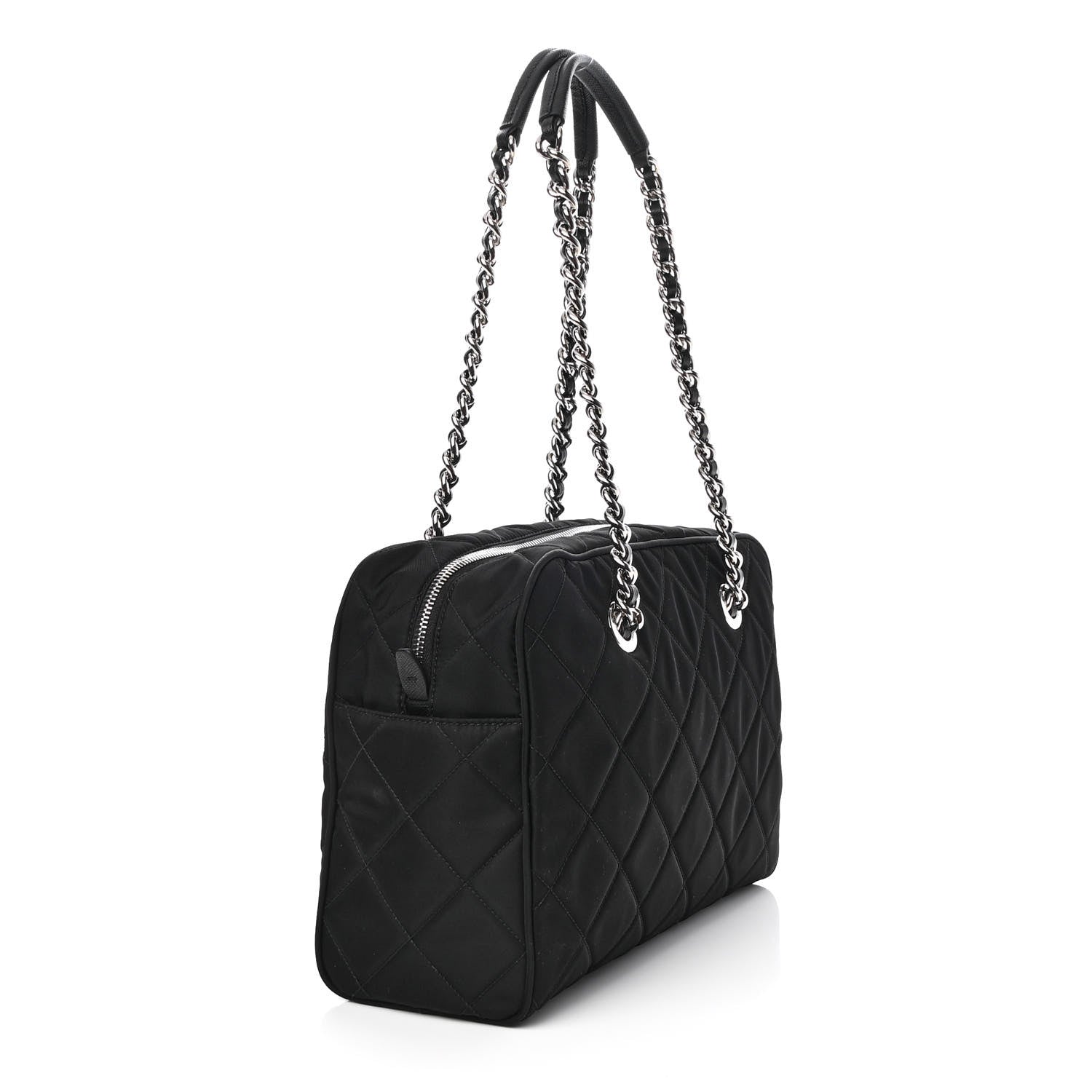 Prada Nylon Tessuto Impuntu Quilted Shoulder Bag Black 3 of 9