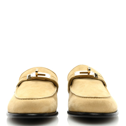 Hermes Suede Goatskin Womens Destin Loafers 38.5 Beige Crin 3 of 9