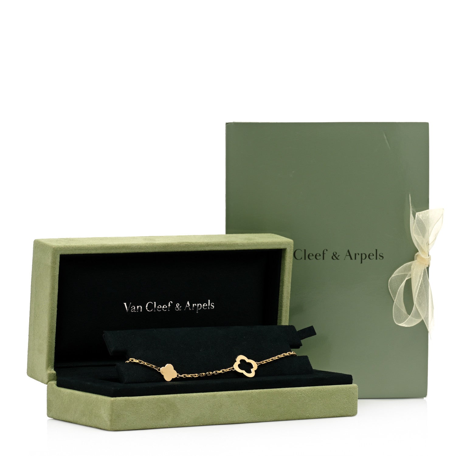 Van Cleef & Arpels 18K Yellow Gold 3 Motifs Byzantine Alhambra Bracelet 4 of 6