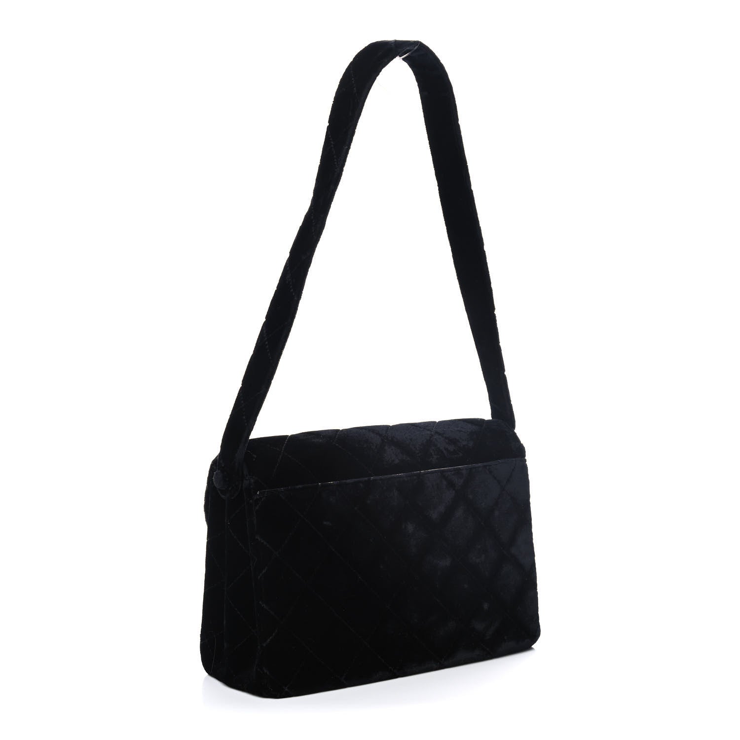 Chanel Velvet Quilted Shoulder Bag Black 3 of 12