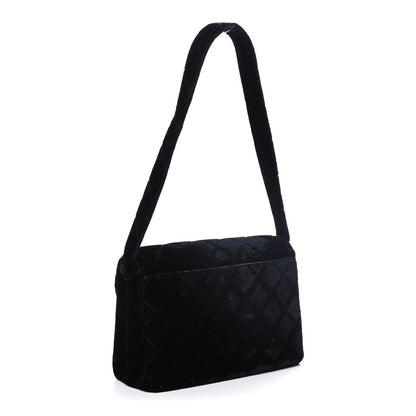Chanel Velvet Quilted Shoulder Bag Black 3 of 12