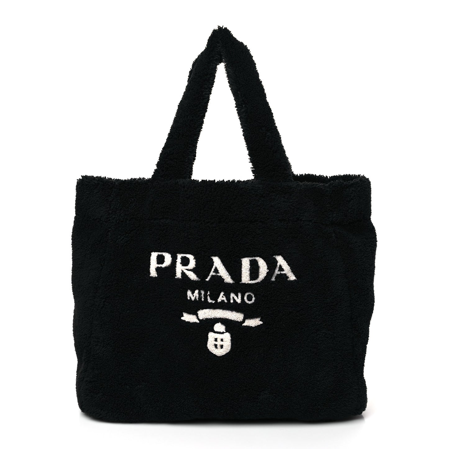 Terry Cloth Tote Bag Black White