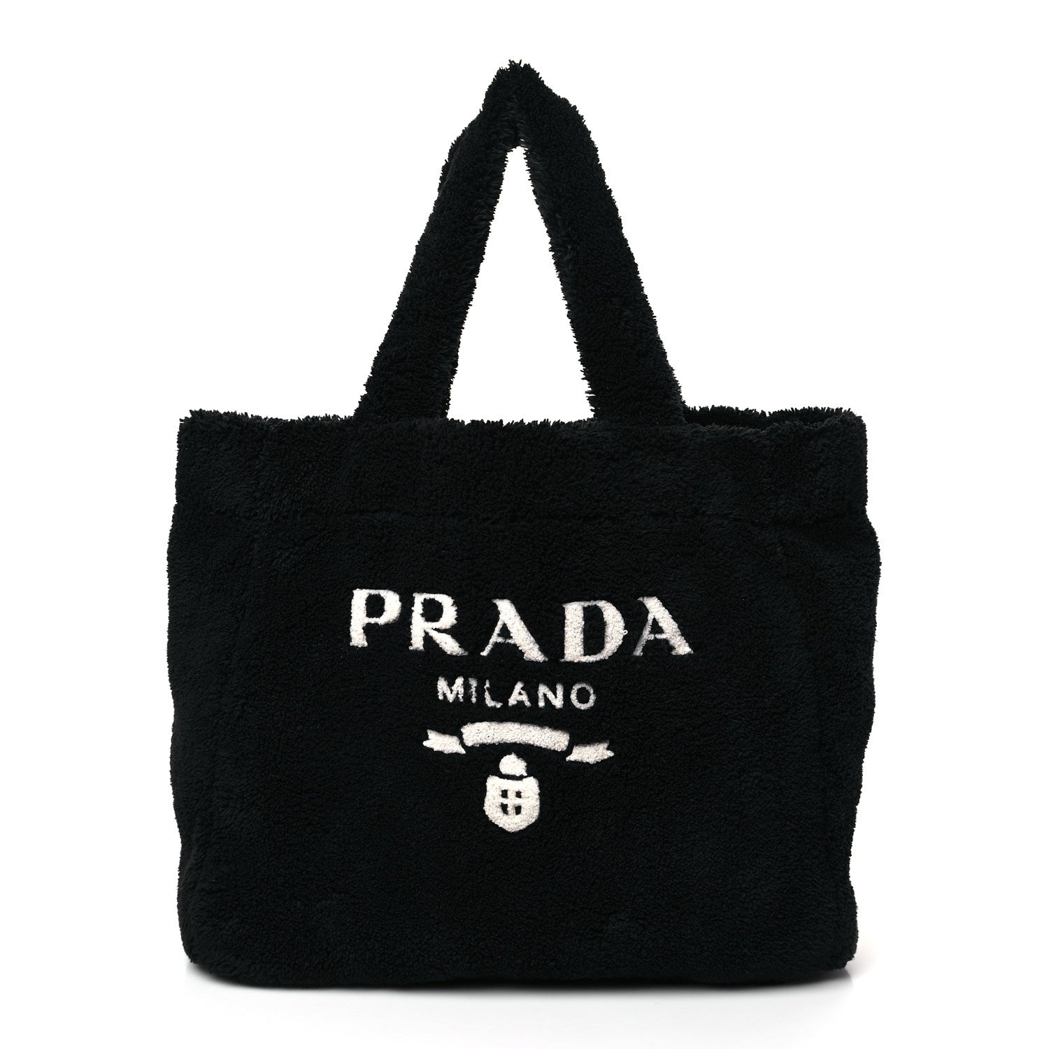 Prada Terry Cloth Tote Bag Black White 1 of 10