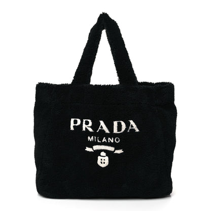 Prada Terry Cloth Tote Bag Black White 1 of 10