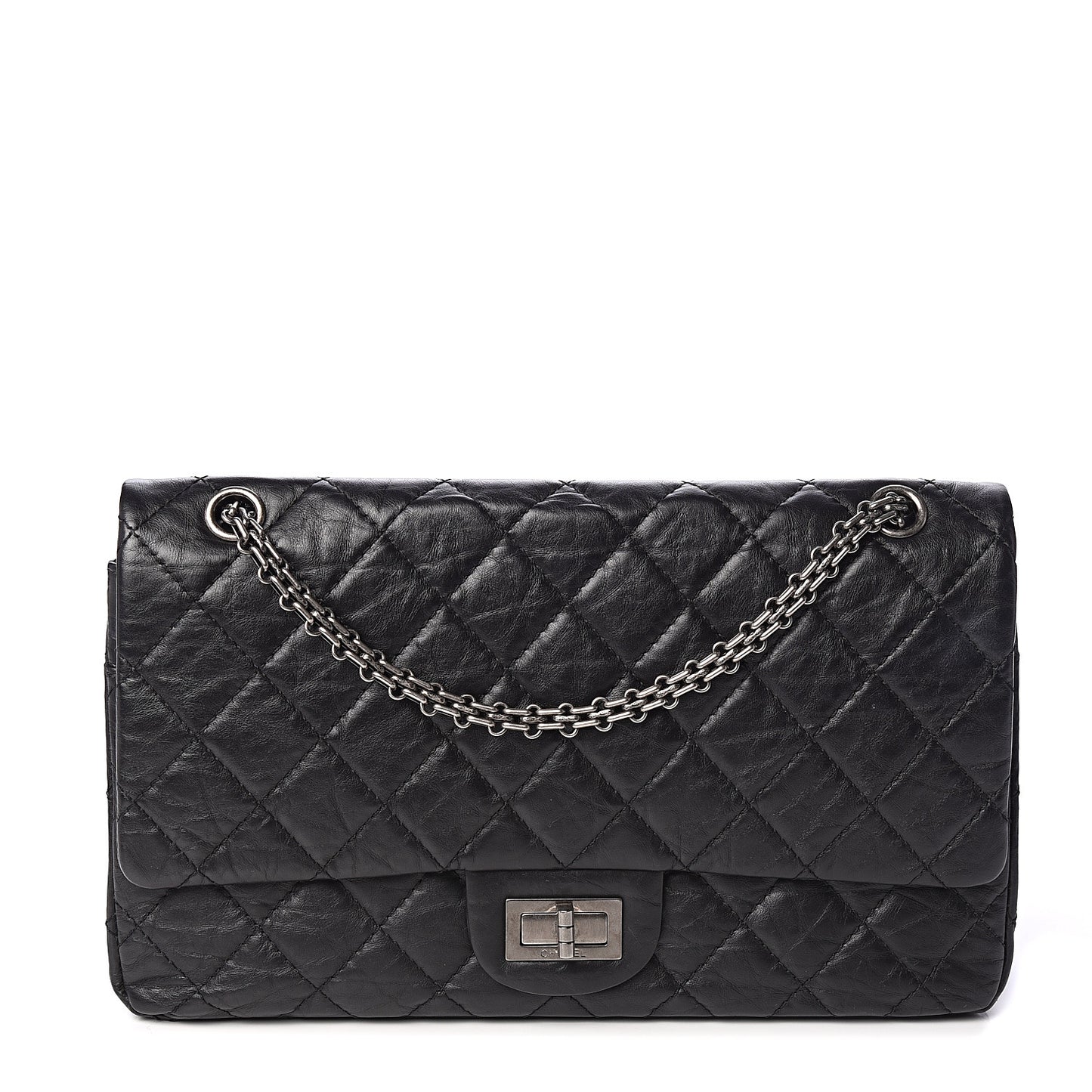 Aged Calfskin Quilted 2.55 Reissue 227 Flap Black