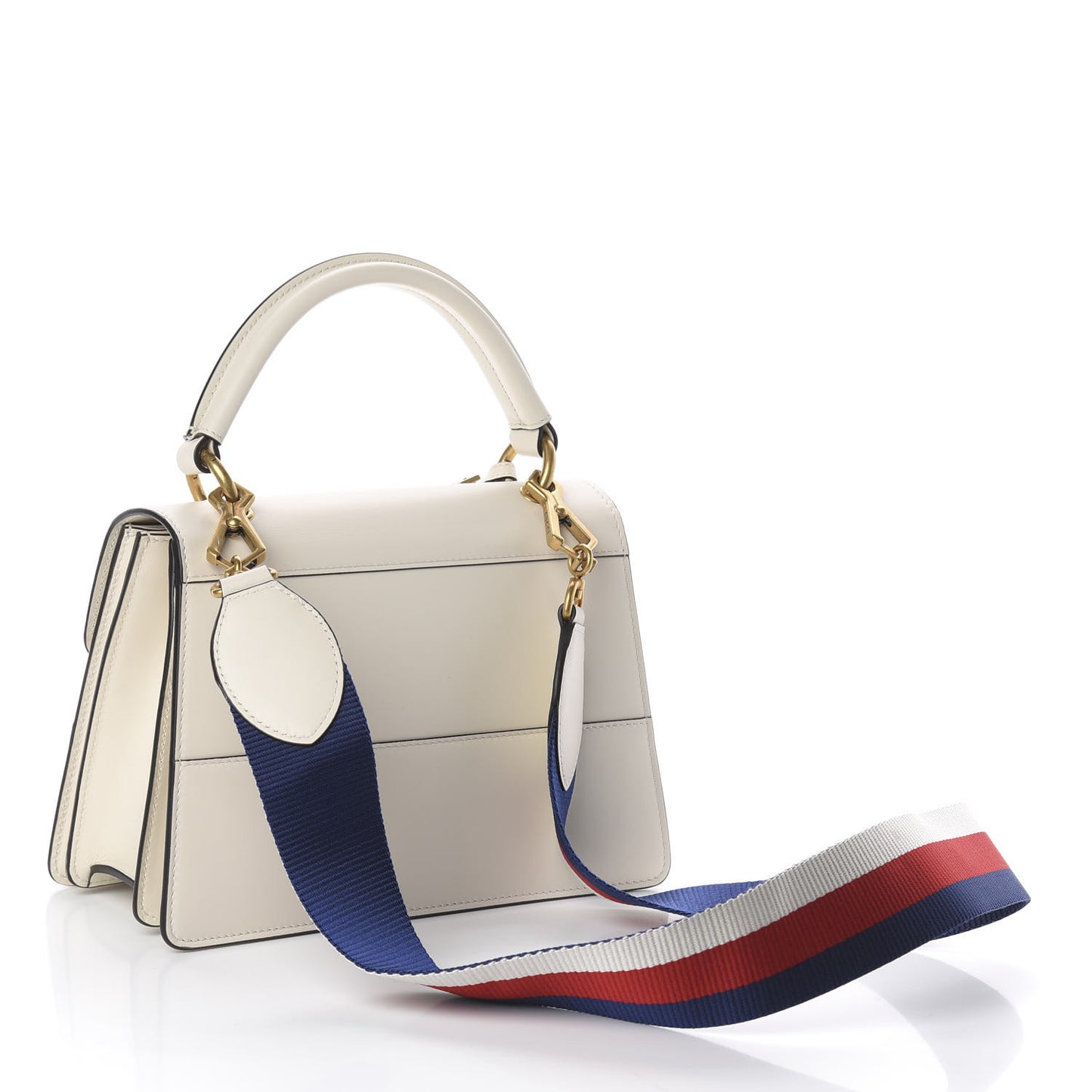 Calfskin Sylvie Web Small Queen Margaret Top Handle Bag White