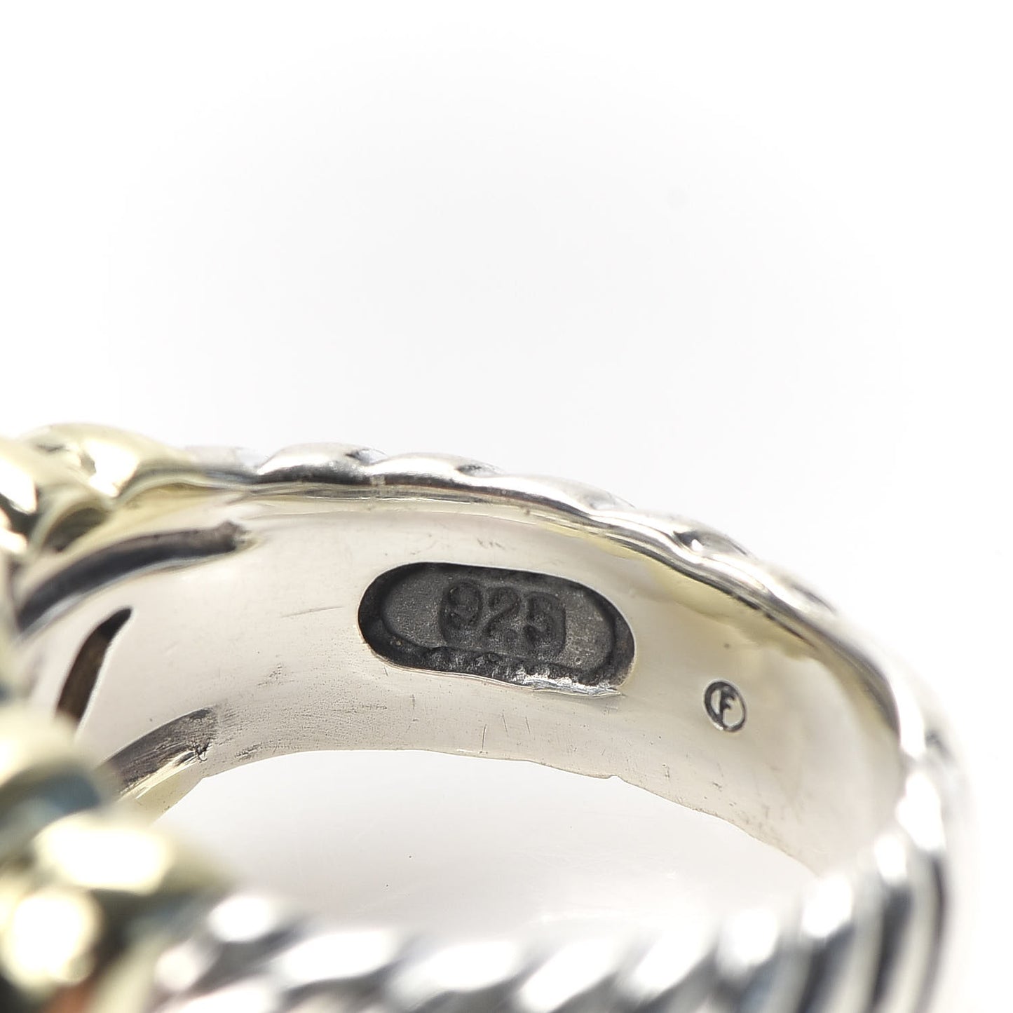 Sterling Silver 14K Yellow Gold Blue Topaz Noblesse Ring 52 6
