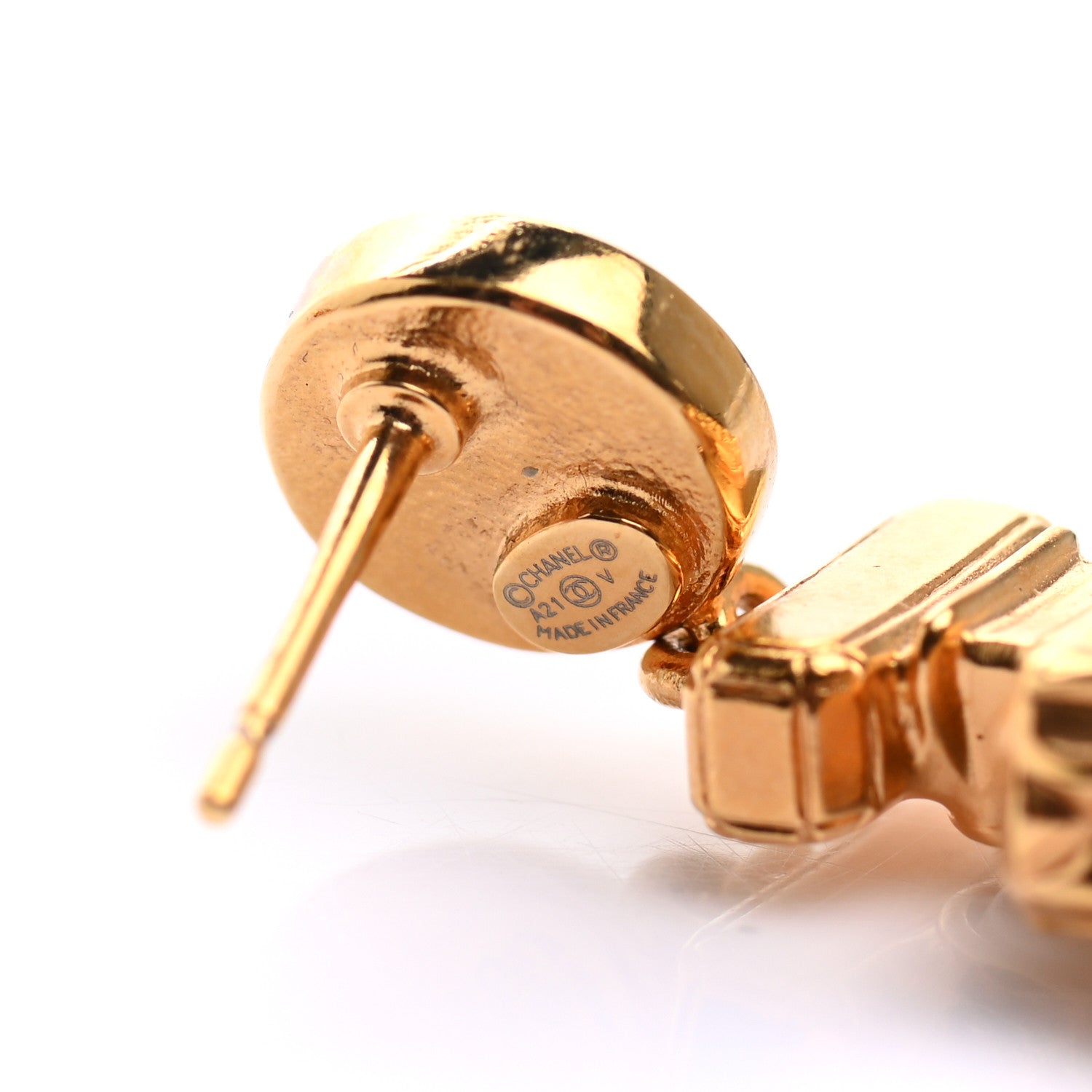 Chanel Crystal Pearl CC Perfume Bottle Drop Earrings Gold 4 of 4