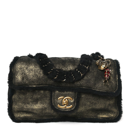 Chanel Metallic Lambskin Shearling Flap Gold Black 1 of 11