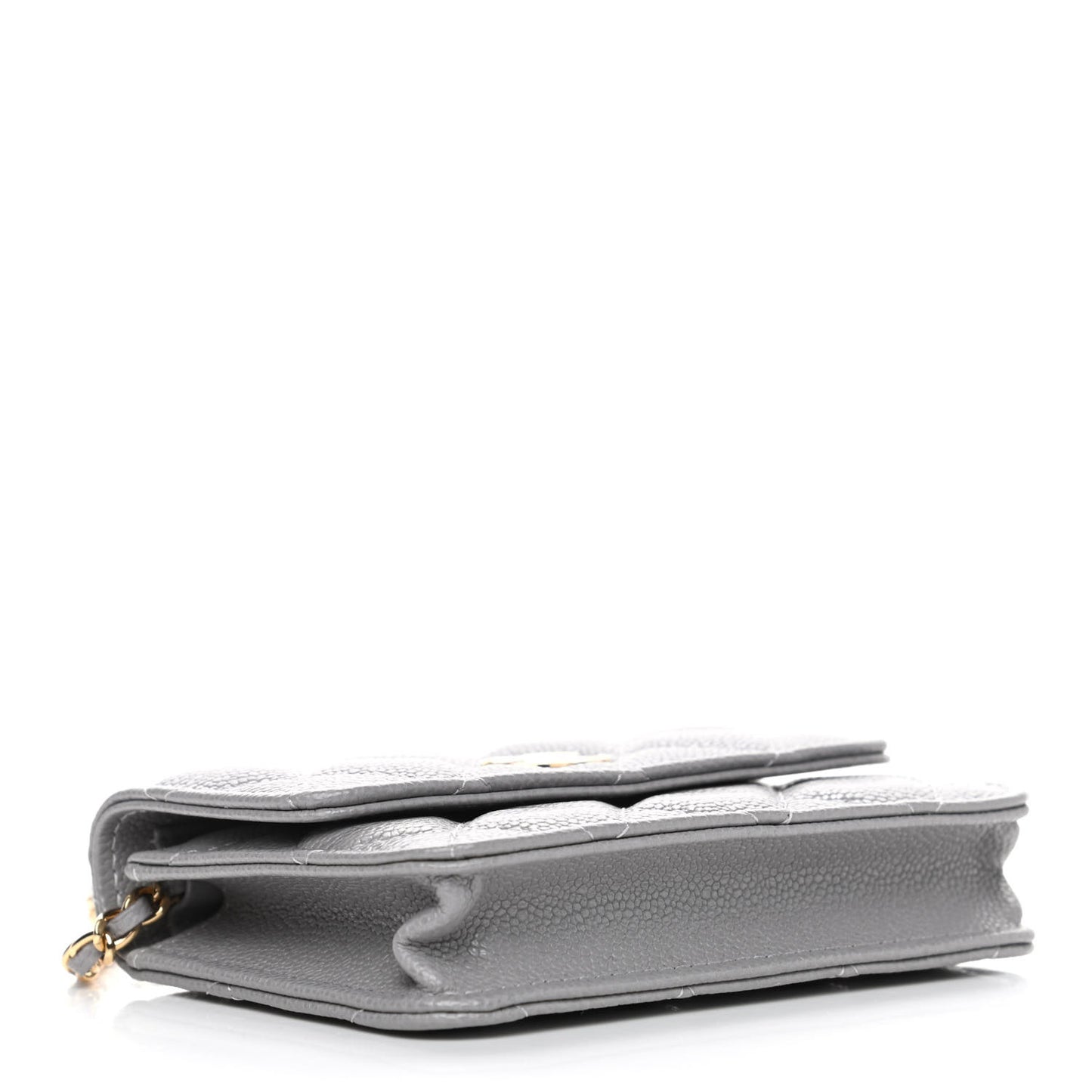 Caviar Quilted Miss Coco Clutch With Chain Grey