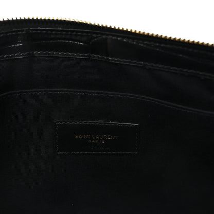 Saint Laurent Calfskin Crocodile Embossed Tablet Pouch Black 6 of 7