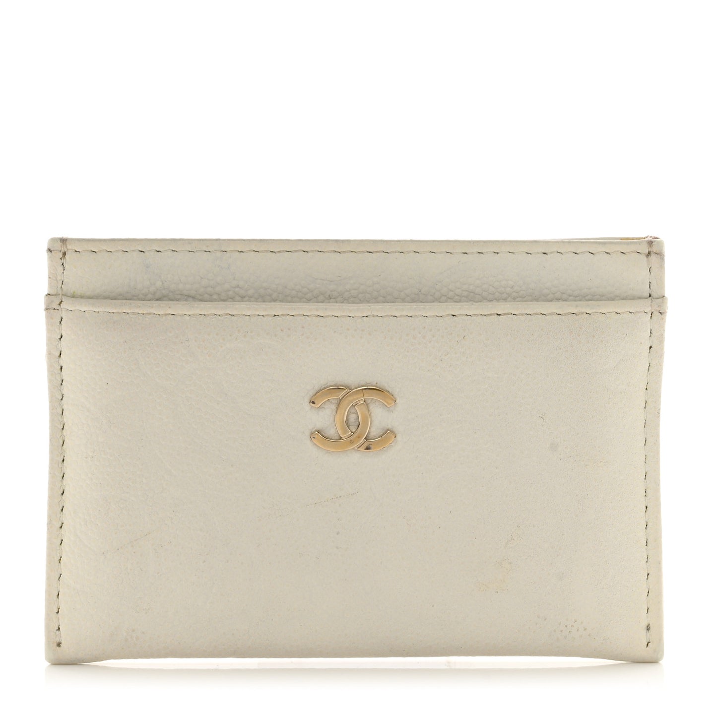 Caviar Camellia Embossed Card Holder White