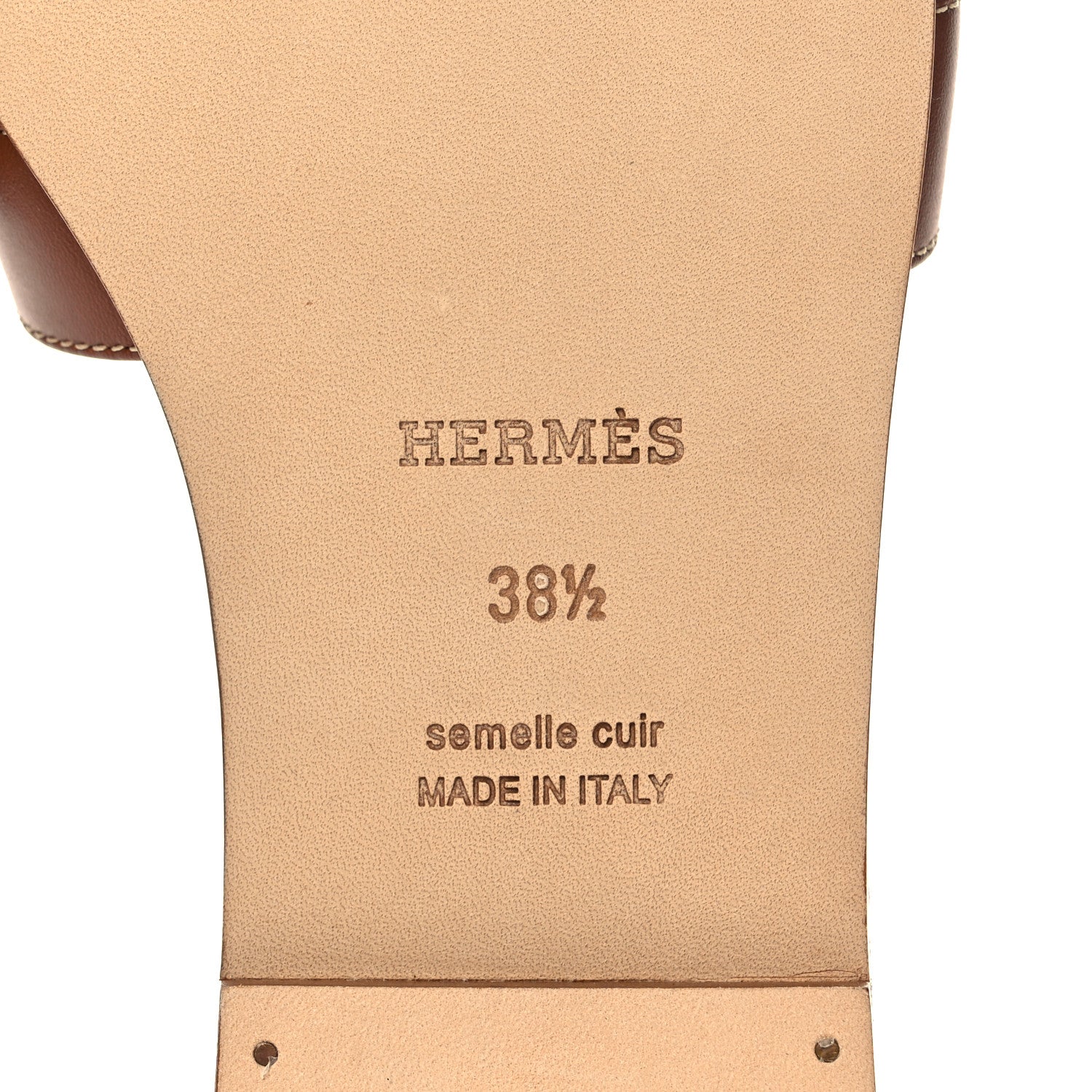 Hermes Box Calfskin Oran Sandals 38.5 Gold 6 of 9