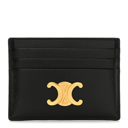 Celine Shiny Calfskin Triomphe Card Holder Black 1 of 7