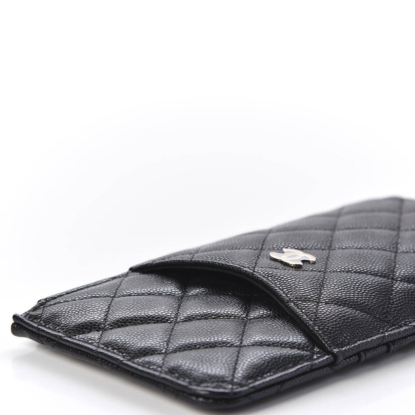 Caviar Quilted Classic Flat Wallet Pouch Black