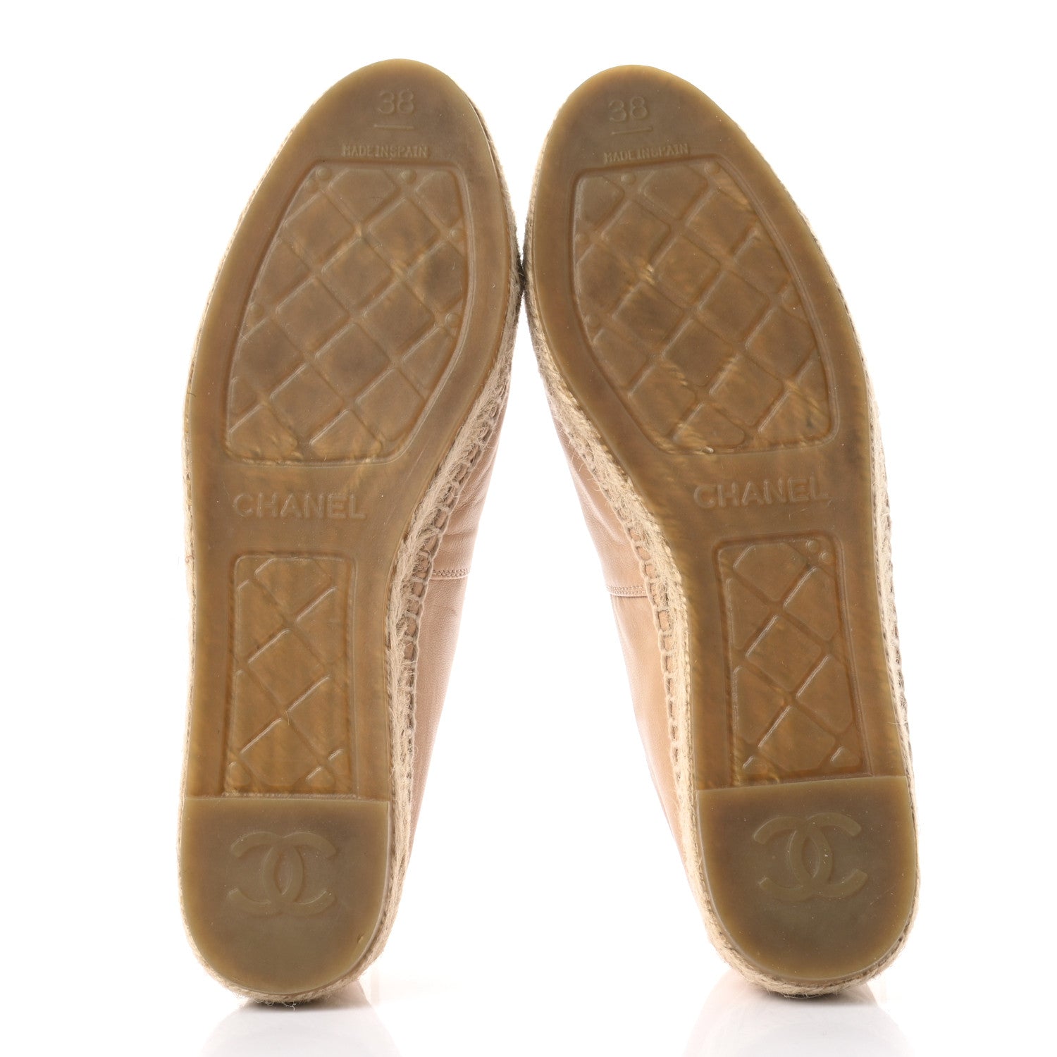 Chanel Lambskin CC Espadrilles 38 Beige Black 5 of 8