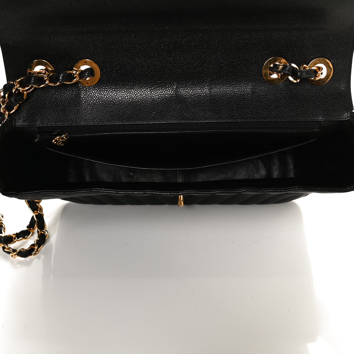 Chanel Caviar Chevron Quilted Maxi Single Flap Black 5 of 11