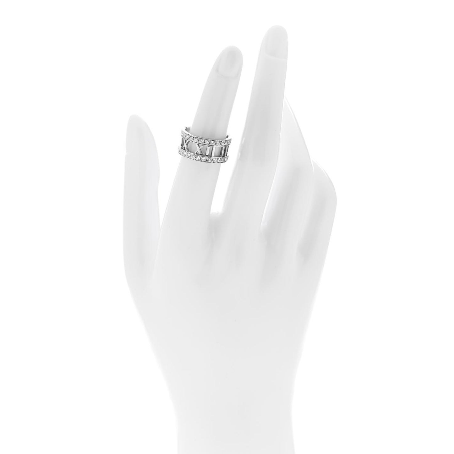18K White Gold Diamond Wide Atlas Open Ring 50 5.5