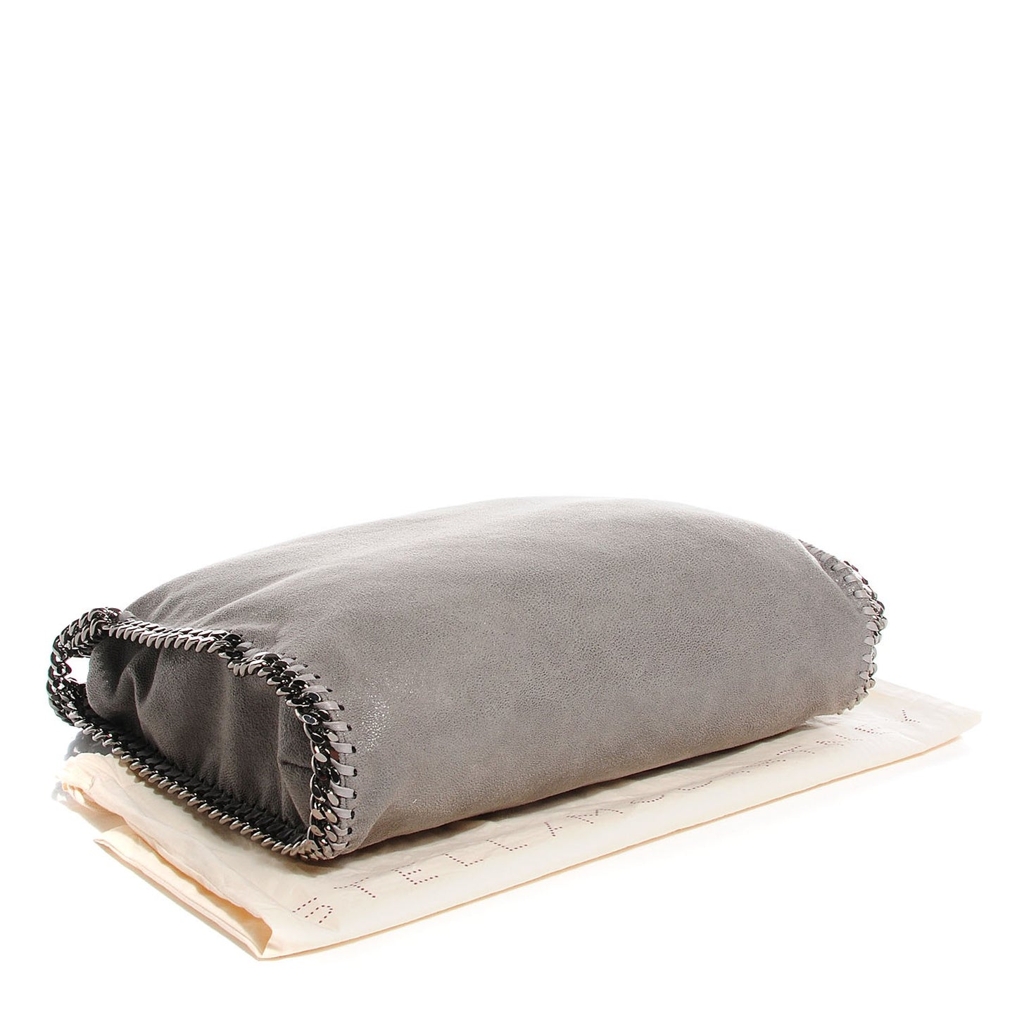 Faux Leather Shaggy Deer Falabella Fold Over Tote Light Grey