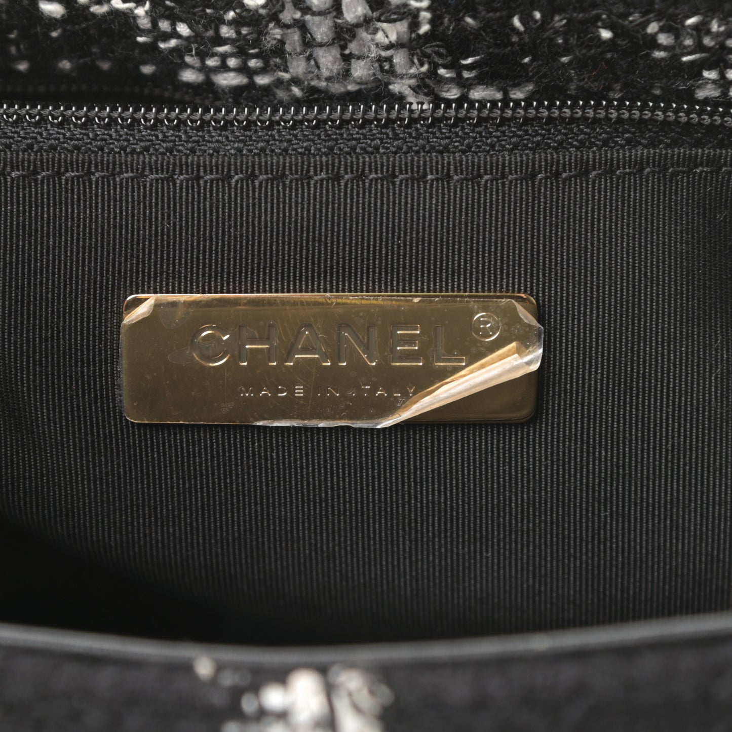 Tweed Quilted Large Chanel 19 Flap Black White