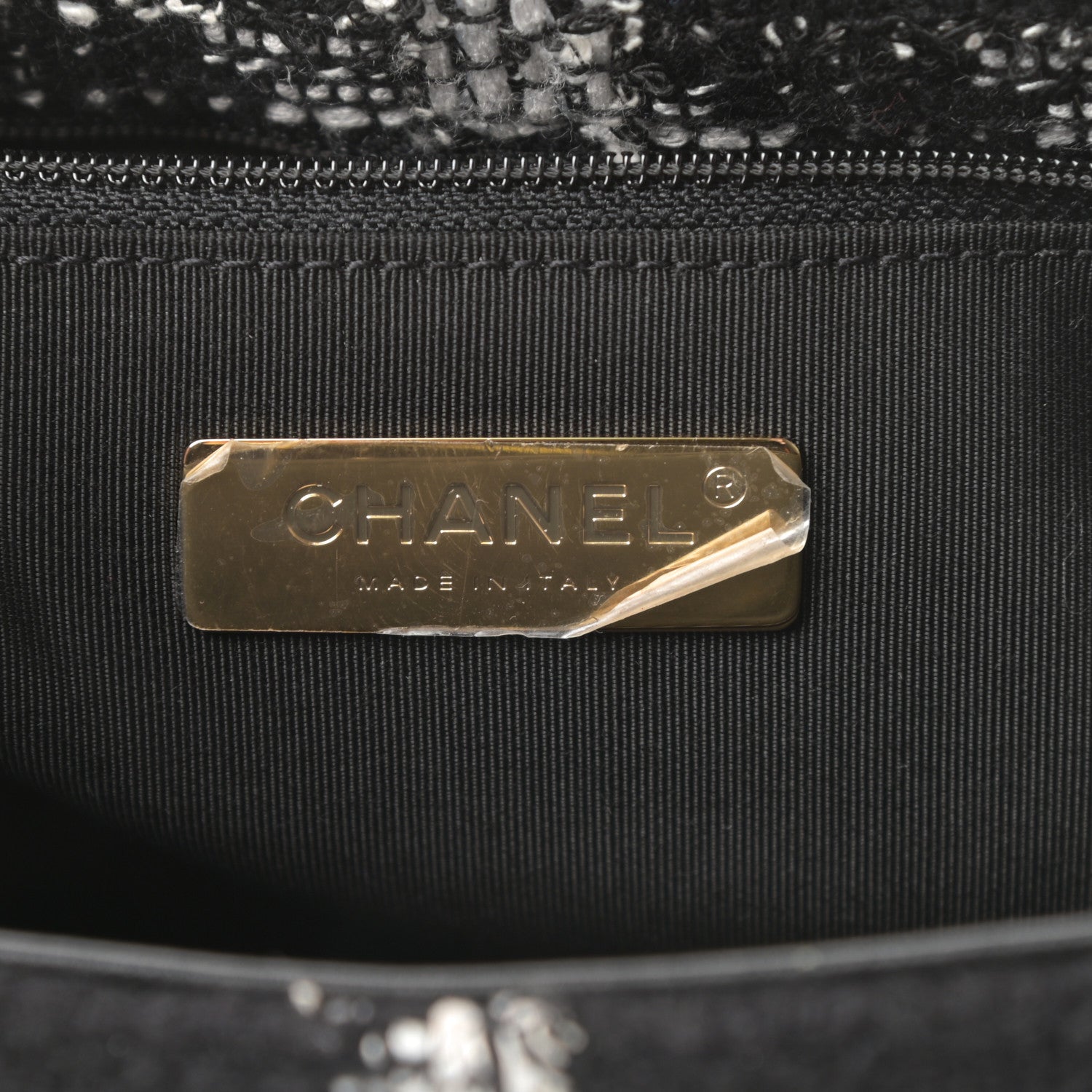 Chanel Tweed Quilted Large Chanel 19 Flap Black White 6 of 10