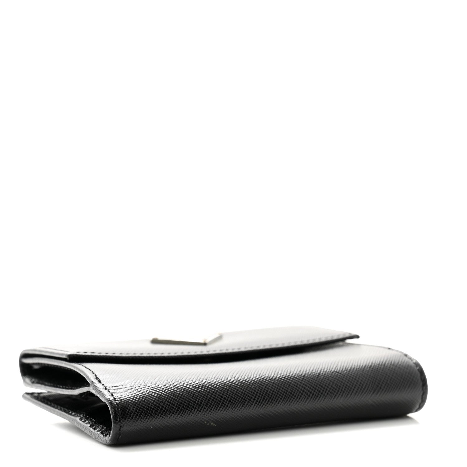 Prada Saffiano Tri-Fold Compact Wallet Black 4 of 11
