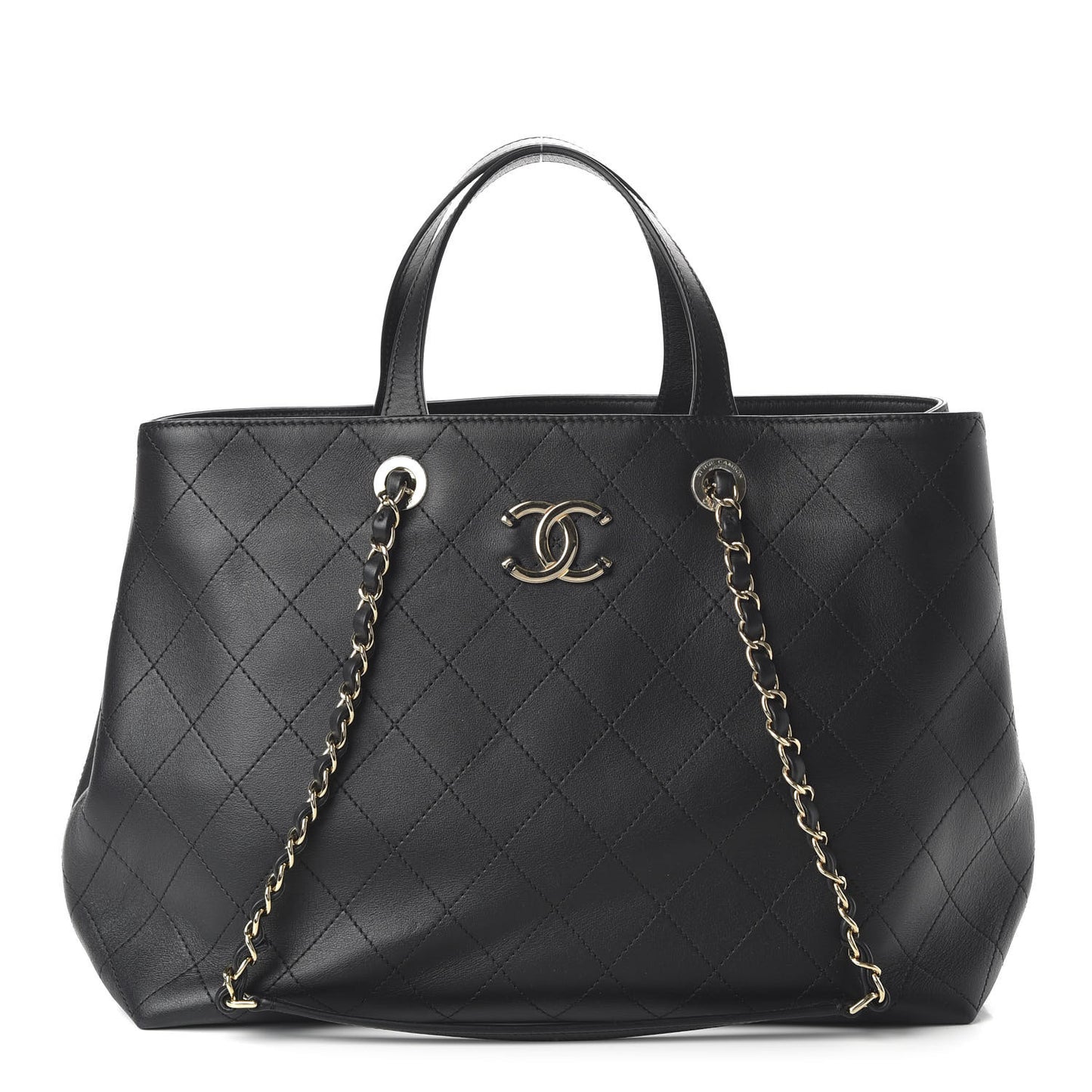 Calfskin Large Serial Shopper Tote Black