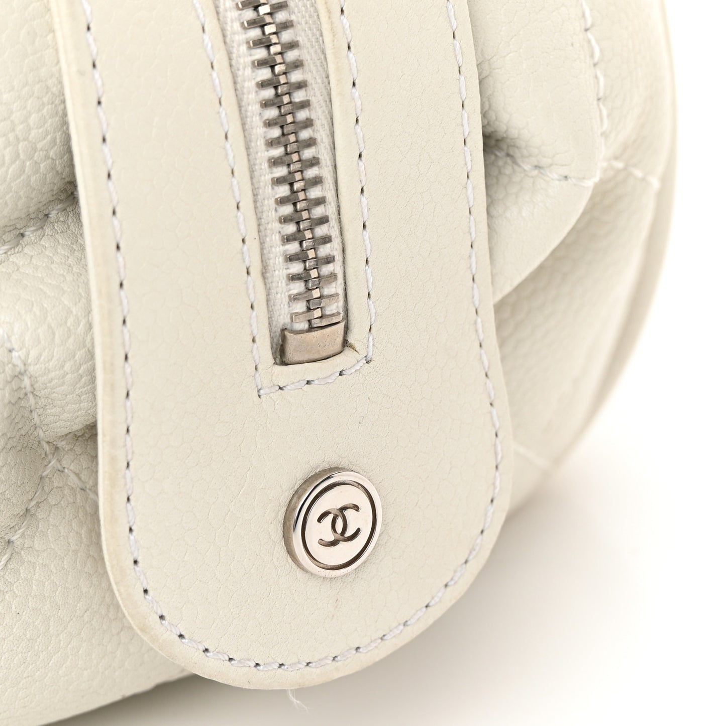 Caviar Quilted CC Timeless Bowler White