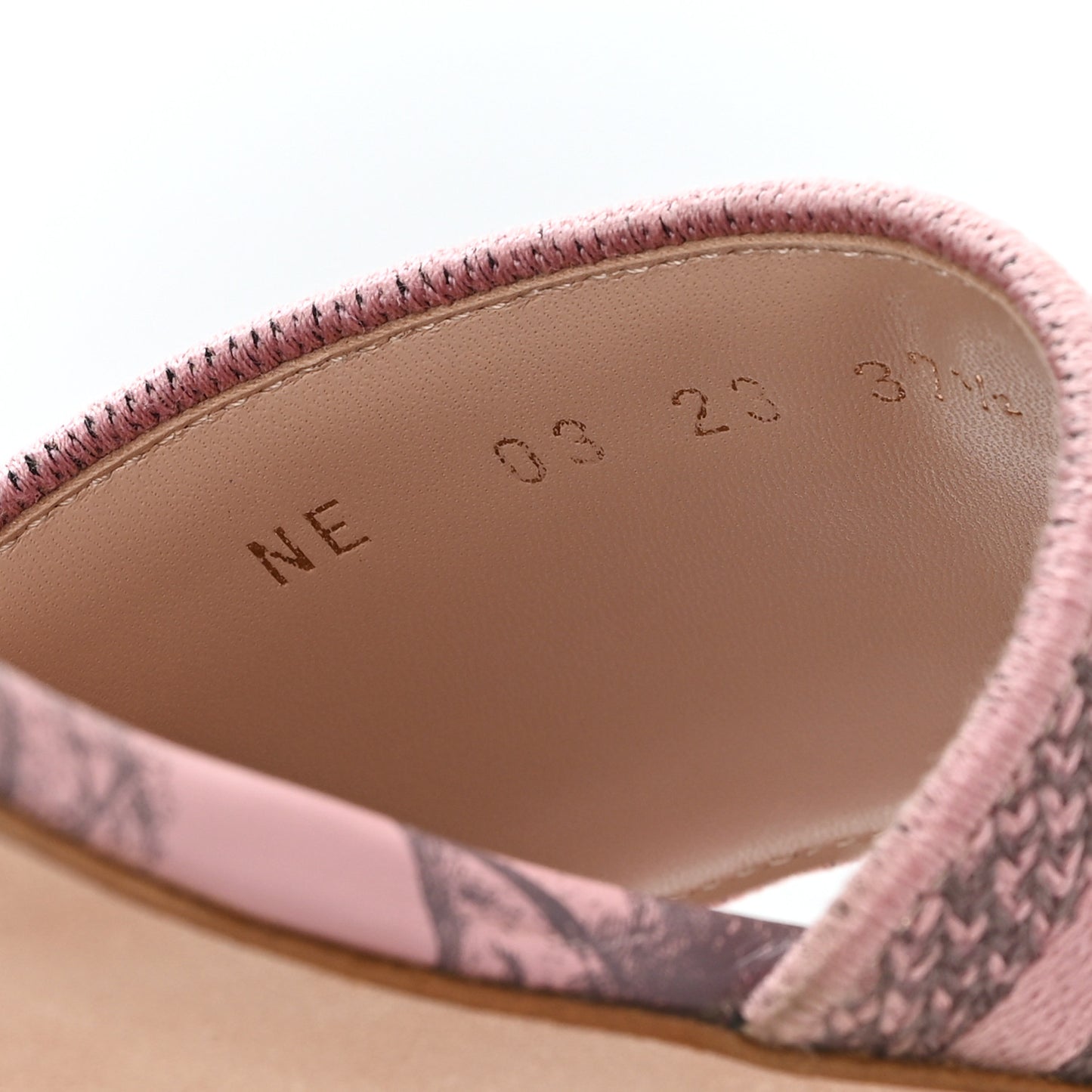 Canvas Toile De Jouy Embroidered Dway Flat Slide Sandals 37 Chateau Rose