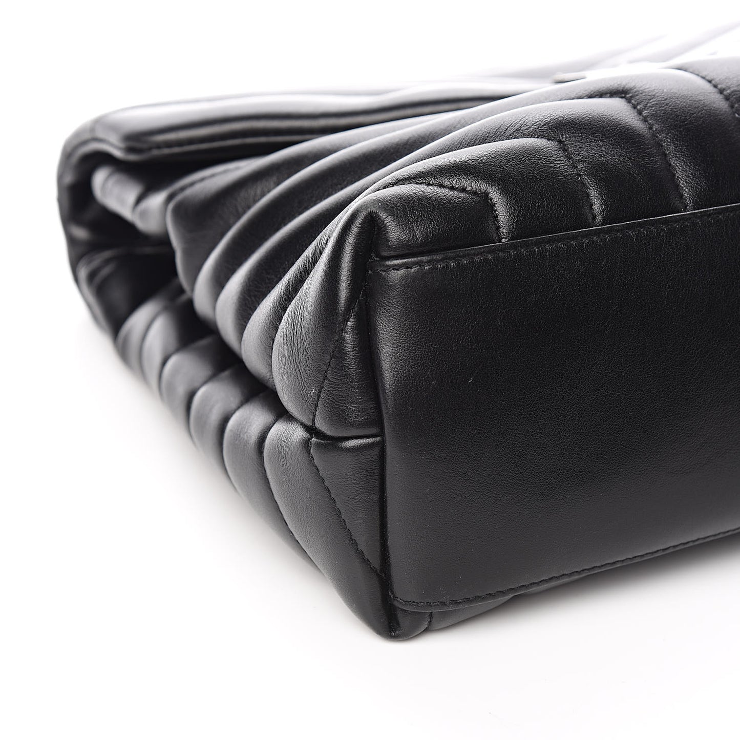 Calfskin Y Quilted Monogram Medium Loulou Chain Satchel Black