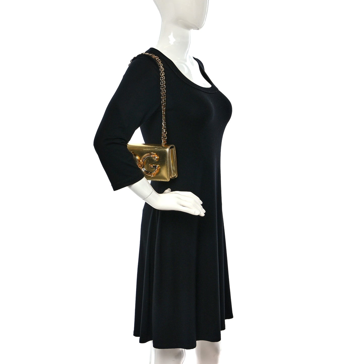Metallic Calfskin DG Girls Shoulder Bag Gold